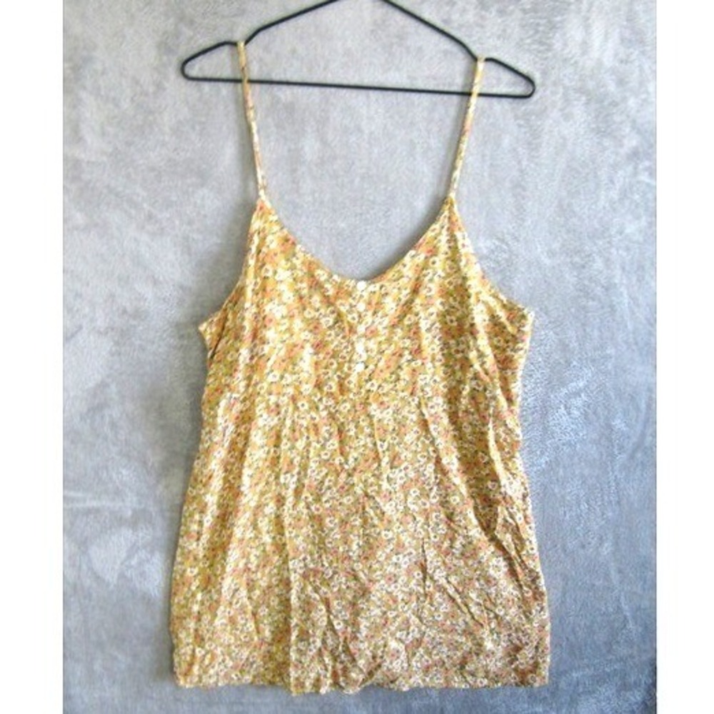ARIZONA JEAN CO Floral Print Yellow Cami Tank Top Women's XXL Button Front